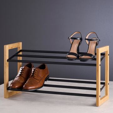 Lisomme Sten houten schoenenrek bamboe - 65.5 x 23 cm Bruin