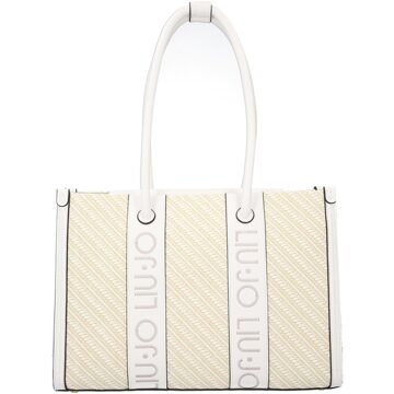 Liu Jo Beige Shopper Tas met Geborduurd Logo Liu Jo , Beige , Dames - ONE Size