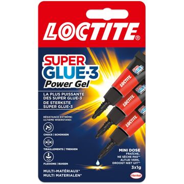 Loctite Secondelijm Super Glue-3 Power Gel Mini-dose 3x1gr