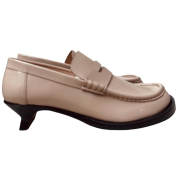 Loewe Beige Leren Loafers Loewe , Beige , Dames - 38 EU