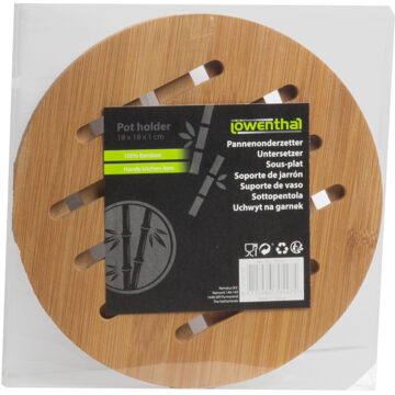 Löwenthal 1x stuks ronde pannen onderzetter van bamboe D18 cm