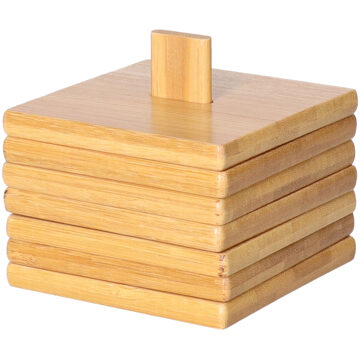 Löwenthal Onderzetters voor glazen - 6x stuks - bruin - bamboe hout - 9 x 9 cm