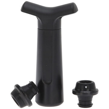 Löwenthal Vacuum wijnpomp incl 4x flessenstoppers - zwart - kunststof - H17 cm