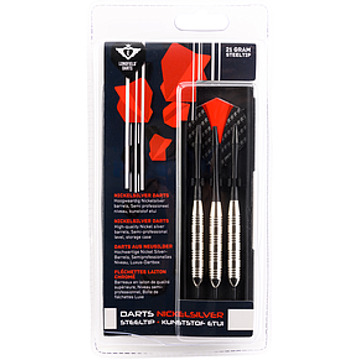 Longfield Games 1x Set van dartpijltjes met rood met zwarte flights 21 grams - Dartpijlen Multikleur