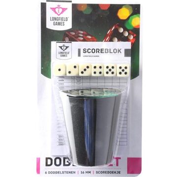 Longfield Games Dobbelbeker met dobbelstenen en scoreblokje