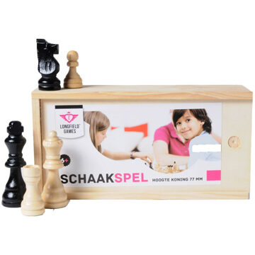 Longfield Games Schaakstukken in Houten Kist No.3 Zwart
