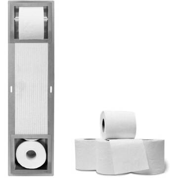 Looox Closed inbouw closetrolhouder met reserverolhouder 5 rol rvs geborsteld