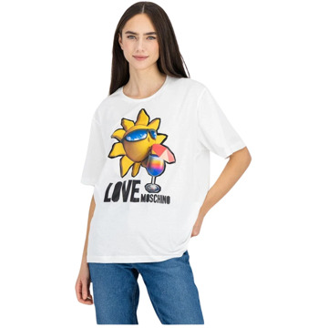 Love Moschino Casual-chic Logo Print T-Shirt Love Moschino , White , Dames - M,S,Xs