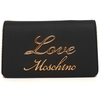 Love Moschino Schoudertas met Metalen Ketting en Zakken Love Moschino , Black , Dames - ONE Size