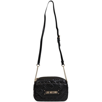 Love Moschino Zwarte Bedrukte Schoudertas met Rits Love Moschino , Black , Dames - ONE Size