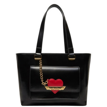 Love Moschino Zwarte Shopper Tas met Ritssluiting Love Moschino , Black , Dames - ONE Size