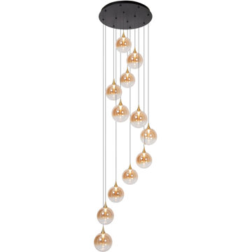 Lucide Premium GISELA - Hanglamp - Ø 61 cm - LED Dimb. - 12x3,5W 2700K - Amber