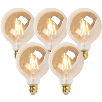 LUEDD Set van 5 E27 dimbare LED filament lamp 9,5 cm 5W 360 lumen 2200K