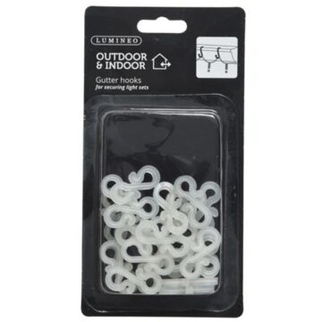 Lumineo 24x Kerstverlichting/feestverlichting bevestiging dakgoot ophang haakjes - Lichtsnoeren