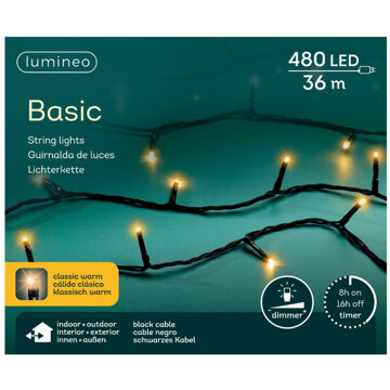Lumineo Basic Verlichting Klassiek Warm 36 m/480 Lampjes Zwart