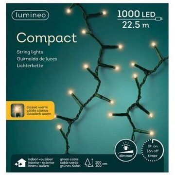Lumineo Compact Verlichting Klassiek Warm 22,5 m/1000 Lampjes Groen