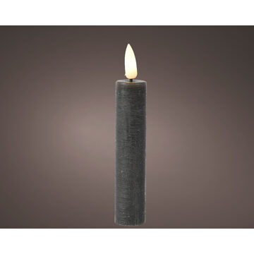 Lumineo Dinerkaarsset LED vlam 16cm grijs 2-dlg