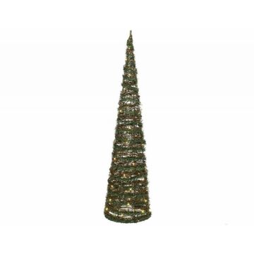 Lumineo Kerstverlichting figuren Led kegel kerstboom rotan lamp 60 cm met 40 lampjes - kerstverlichting figuur Groen