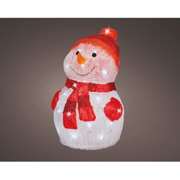 Lumineo Kerstverlichting Led figuren voor buiten sneeuwpop 25 x 25 x 35 cm met 40 lampjes helder wit - kerstverlichting figuur Multikleur