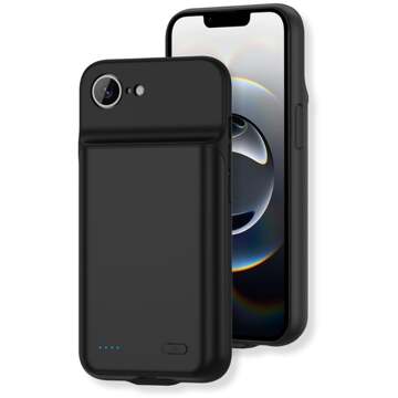 Lunso iPhone 16e case - Powerbank hoesje 7000 mAh - Zwart