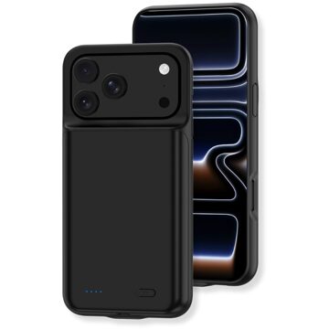 Lunso iPhone 17 Pro case - Powerbank hoesje 7000 mAh - Zwart