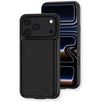 Lunso iPhone 17 Pro Max case - Powerbank hoesje 7000 mAh - Zwart