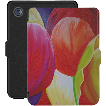 Lunso Kobo Clara 2E hoes (6 inch) - Vegan Saffiano Leren sleep cover - Tulpen Rood, Groen, Geel, Roze, Oranje, Meerdere kleuren