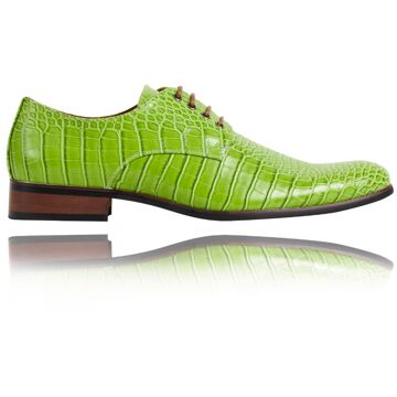 Lureaux Green Gator - Maat 39 - Lureaux - Kleurrijke Schoenen Voor Heren - Veterschoenen Met Print