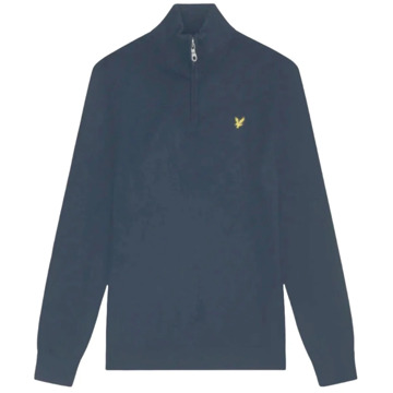 Lyle & Scott Kwart Zip Katoen Merino Sweater Lyle & Scott , Blue , Heren - 2Xl,Xl,L,M,S