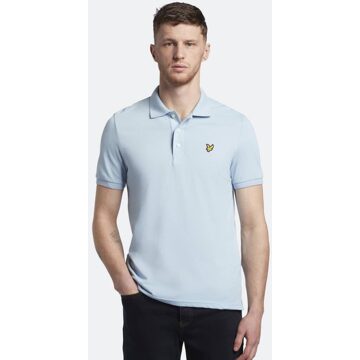 Lyle & Scott Regular fit polo van biologisch piqué katoen met logo Lichtblauw