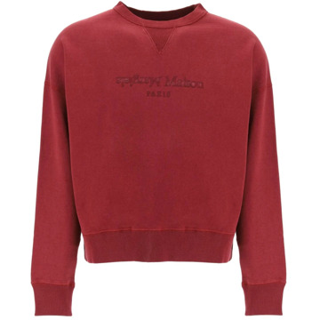 MAISON MARGIELA Sweatshirt met omgekeerd logo van geborsteld katoen Maison Margiela , Red , Heren - L,M