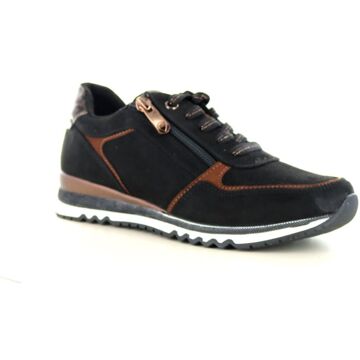 Marco Tozzi Zwarte Suède Sneaker met Cognac Details Marco Tozzi , Black , Dames - 42 Eu,36 Eu,40 Eu,43 Eu,39 Eu,38 Eu,37 Eu,41 EU