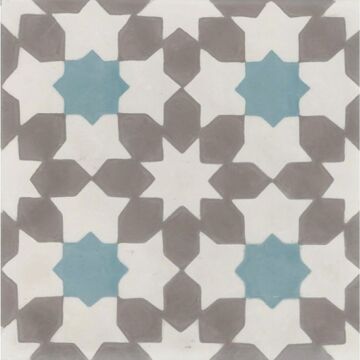 Marrakesch Tegel kashba grey star 20x20 Wit,Grijs,Blauw