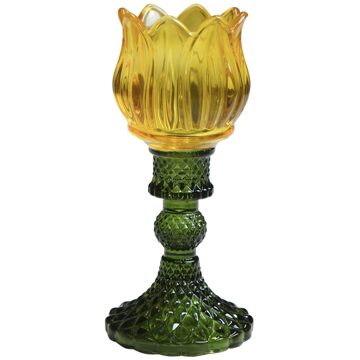 Mars & More Theelichthouder Tulp glas geel 17cm