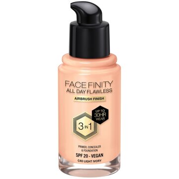 Max Factor Facefinity All Day Flawless 3 in 1 Vegan Foundation 30ml (Various Shades) - C40 - LIGHT IVORY