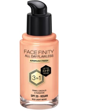 Max Factor Facefinity All Day Flawless 3 in 1 Vegan Foundation 30ml (Various Shades) - N32 - LIGHT BEIGE