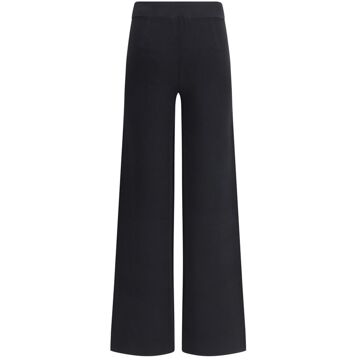 Max Mara Wijde Pijpen Viscose Mix Broek Zwart