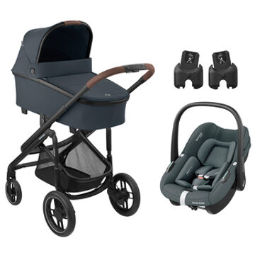 Maxi-Cosi Kinderwagen Plaza Plus Essential Graphite incl. Autostoel Pebble S Tonal Graphite en adapter Baby Black Grijs