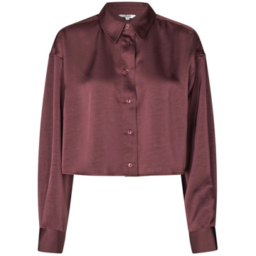 MbyM Rode Satijnen Cropped Blouse Emele mbyM , Red , Dames - M/L,S/M