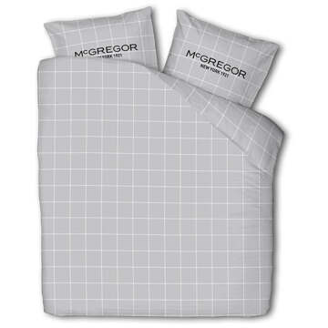 Mcgregor Dekbedovertrek McGregor - Katoen-Flanel - Gray Grid. - Lits-Jumeaux (240x240 Cm) - Grijs Katoen Flanel - Strepen - McGregor - Dekbed-Discounter.nl