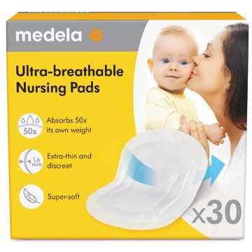 Medela Wegwerp zoogkompressen 30 stuks, ultra-ademend Geel