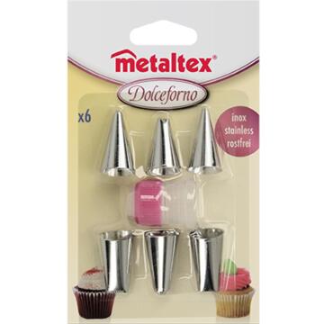 Metaltex Dolceforno 6 RVS spuitmondjes zilver