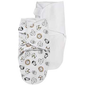 Meyco swaddle 2-pack 0-3 mnd Animal/Uni wit - 000