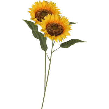 Mica Decorations Kunstbloem Zonnebloem tak - 2x - 70 cm - geel - kunst zijdebloem - decoratie