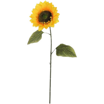 Mica Decorations Kunstbloem Zonnebloem tak - 72 cm - geel - kunst zijdebloem - decoratie