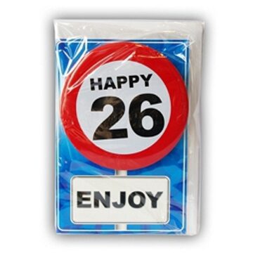 Miko Happy Birthday Kaart Met Button 26 Jaar - Verjaardagskaarten Multikleur