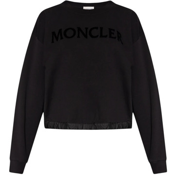 Moncler Sweatshirt met logo Moncler , Black , Dames - L,M,S,Xs