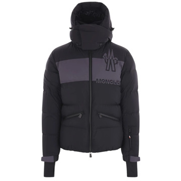 Moncler Zwarte Grenoble Jassen met Logo Moncler , Black , Heren - Xl,L,M,S