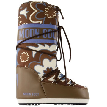 Moon Boot Icoon Bloemlaarzen - Bruin/Grijs Moon Boot , Brown , Dames - 35 EU