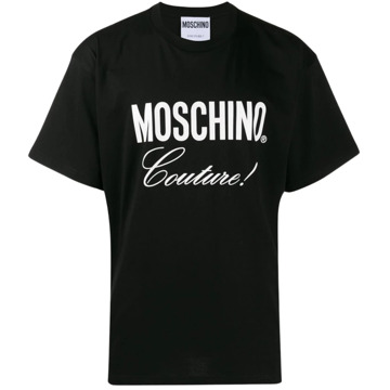 Moschino Katoenen Logo T-Shirt - Klassieke Pasvorm Moschino , Black , Heren - Xs,2Xs
